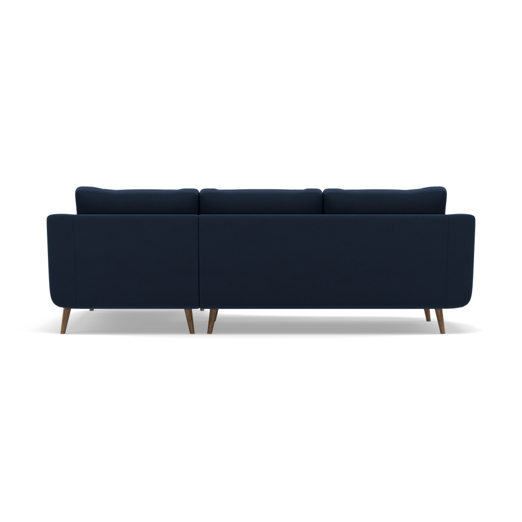 Phoebe Large Chaise Sofa - Large Chaise Sofa RHF Standard Back Grade B - Right Hand Facing — Plush Velvet Indigo / Weathered Oak, gallery image 2