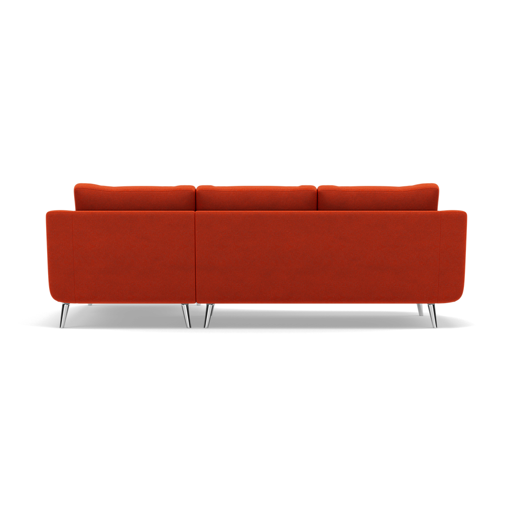 Phoebe Large Chaise Sofa - Large Chaise Sofa RHF Standard Back Grade B - Right Hand Facing — Plush Velvet Paprika / Chrome, gallery image 2