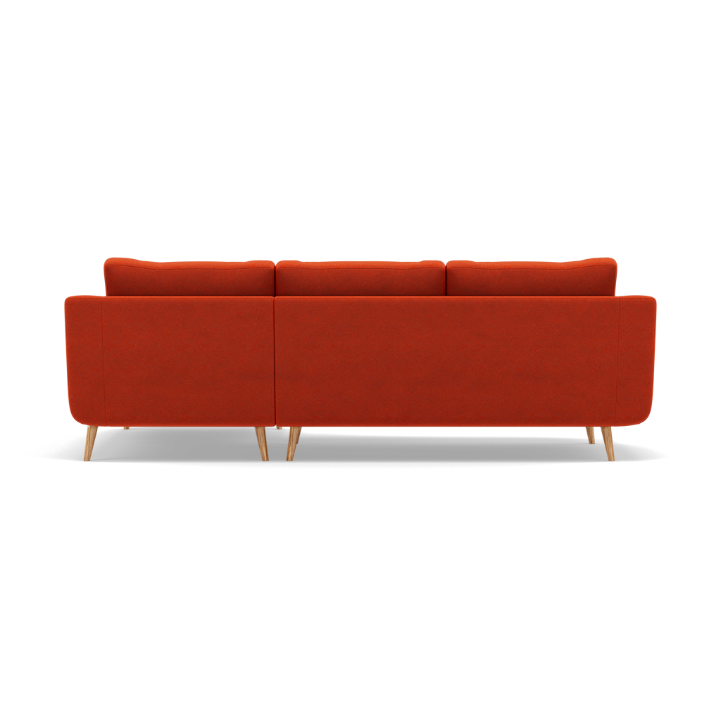 Phoebe Large Chaise Sofa - Large Chaise Sofa RHF Standard Back Grade B - Right Hand Facing — Plush Velvet Paprika / Natural, gallery image 2