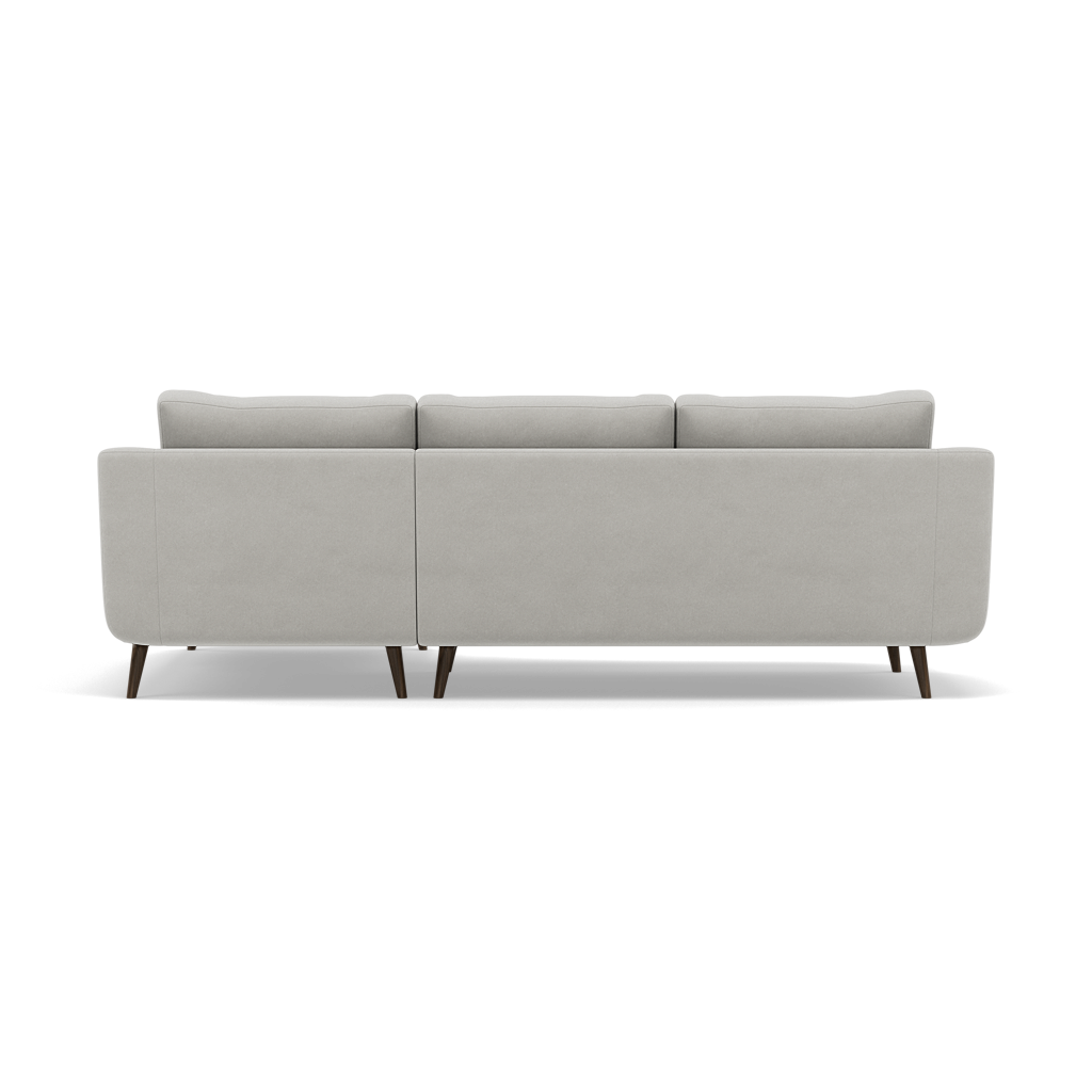 Phoebe Large Chaise Sofa - Large Chaise Sofa RHF Standard Back Grade B - Right Hand Facing — Plush Velvet Silver / American Walnut, gallery image 2