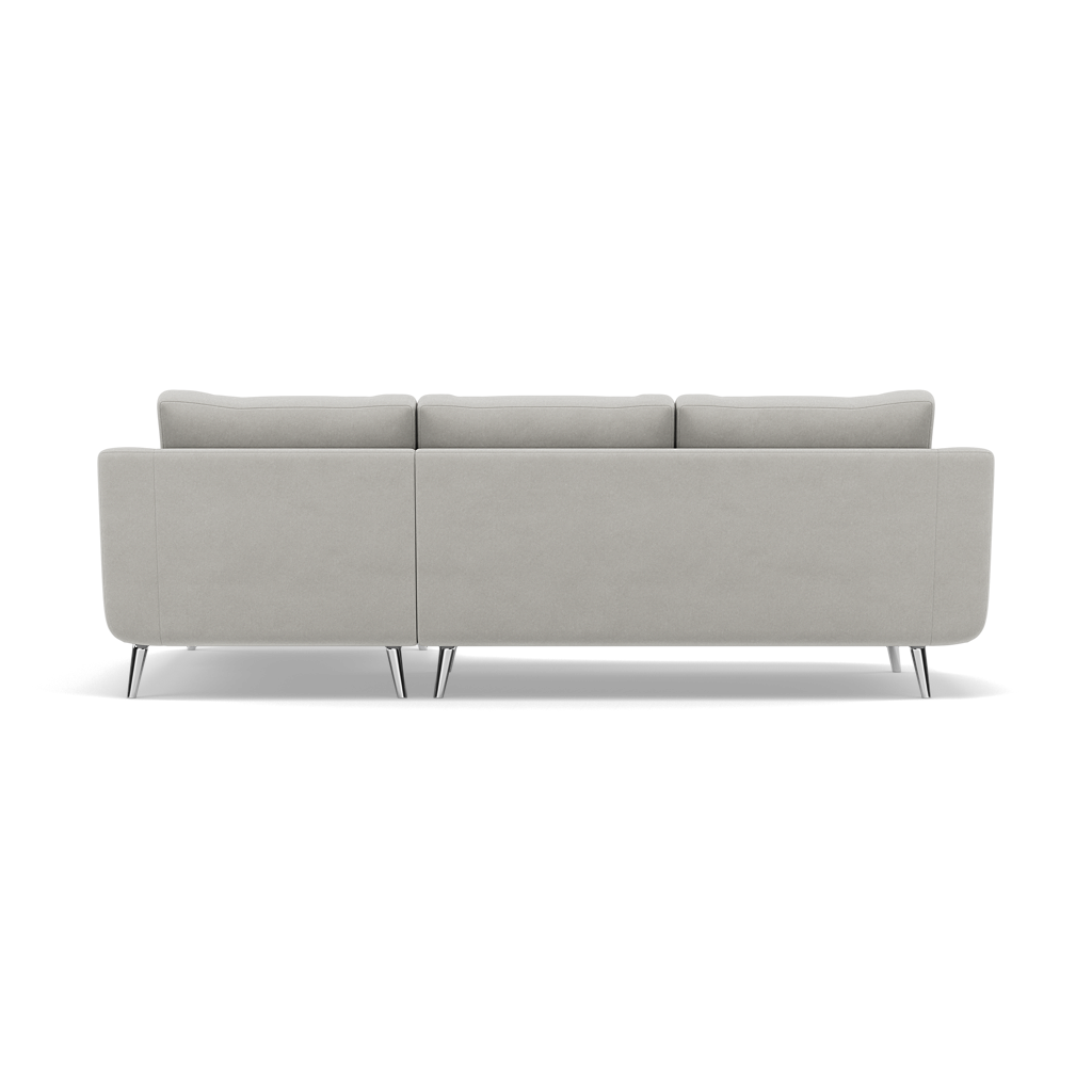 Phoebe Large Chaise Sofa - Large Chaise Sofa RHF Standard Back Grade B - Right Hand Facing — Plush Velvet Silver / Chrome, gallery image 2
