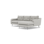 Phoebe Large Chaise Sofa - Large Chaise Sofa RHF Standard Back Grade B - Right Hand Facing — Plush Velvet Silver / Chrome, gallery image 3