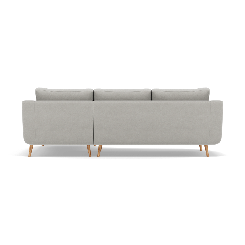 Phoebe Large Chaise Sofa - Large Chaise Sofa RHF Standard Back Grade B - Right Hand Facing — Plush Velvet Silver / Natural, gallery image 2