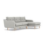 Phoebe Large Chaise Sofa - Large Chaise Sofa RHF Standard Back Grade B - Right Hand Facing — Plush Velvet Silver / Natural, gallery image 1