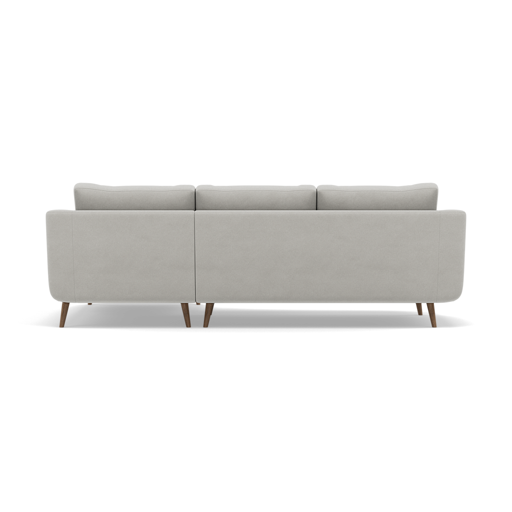 Phoebe Large Chaise Sofa - Large Chaise Sofa RHF Standard Back Grade B - Right Hand Facing — Plush Velvet Silver / Weathered Oak, gallery image 2