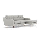 Phoebe Large Chaise Sofa - Large Chaise Sofa RHF Standard Back Grade B - Right Hand Facing — Plush Velvet Silver / Weathered Oak, gallery image 1