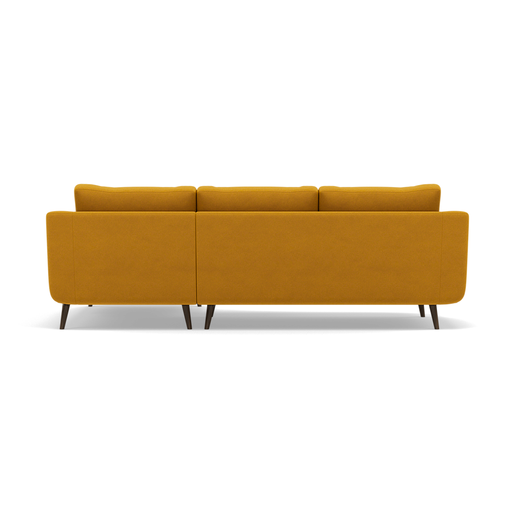 Phoebe Large Chaise Sofa - Large Chaise Sofa RHF Standard Back Grade B - Right Hand Facing — Plush Velvet Turmeric / American Walnut, gallery image 2