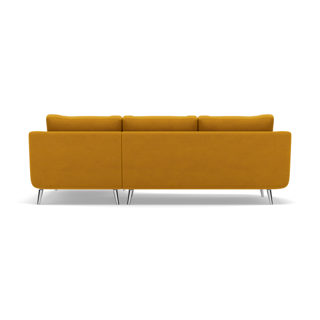Phoebe Large Chaise Sofa - Large Chaise Sofa RHF Standard Back Grade B - Right Hand Facing — Plush Velvet Turmeric / Chrome, gallery image 2