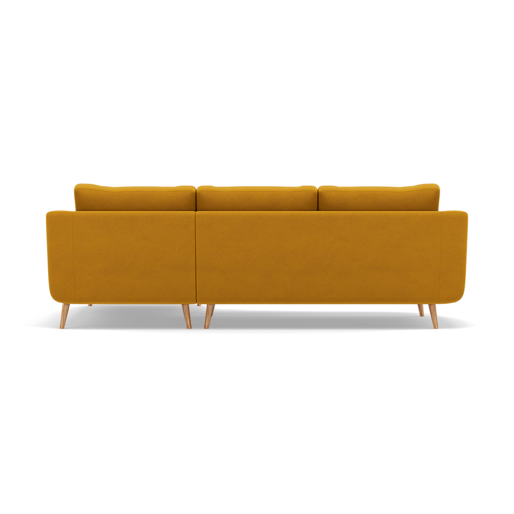 Phoebe Large Chaise Sofa - Large Chaise Sofa RHF Standard Back Grade B - Right Hand Facing — Plush Velvet Turmeric / Natural, gallery image 2