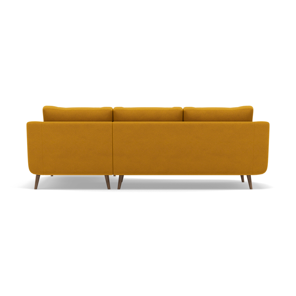 Phoebe Large Chaise Sofa - Large Chaise Sofa RHF Standard Back Grade B - Right Hand Facing — Plush Velvet Turmeric / Weathered Oak, gallery image 2