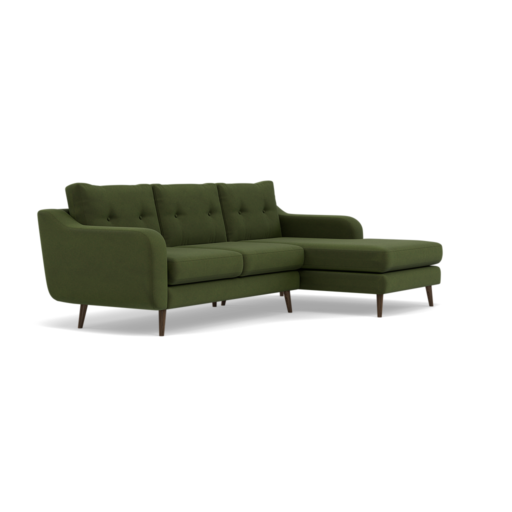 Phoebe Large Chaise Sofa - Large Chaise Sofa RHF Standard Back Grade B - Right Hand Facing — Plush Velvet Vine / American Walnut, gallery image 1