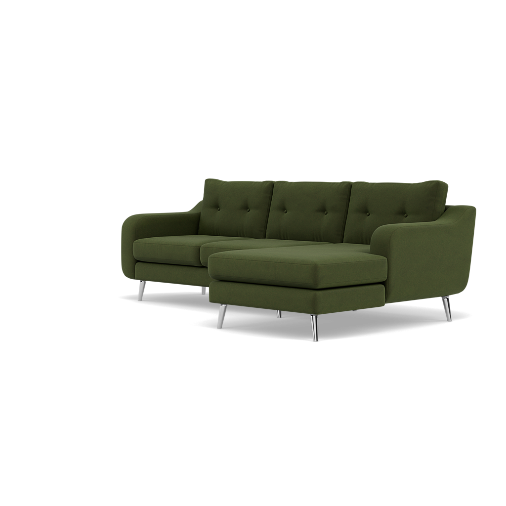 Phoebe Large Chaise Sofa - Large Chaise Sofa RHF Standard Back Grade B - Right Hand Facing — Plush Velvet Vine / Chrome, gallery image 3