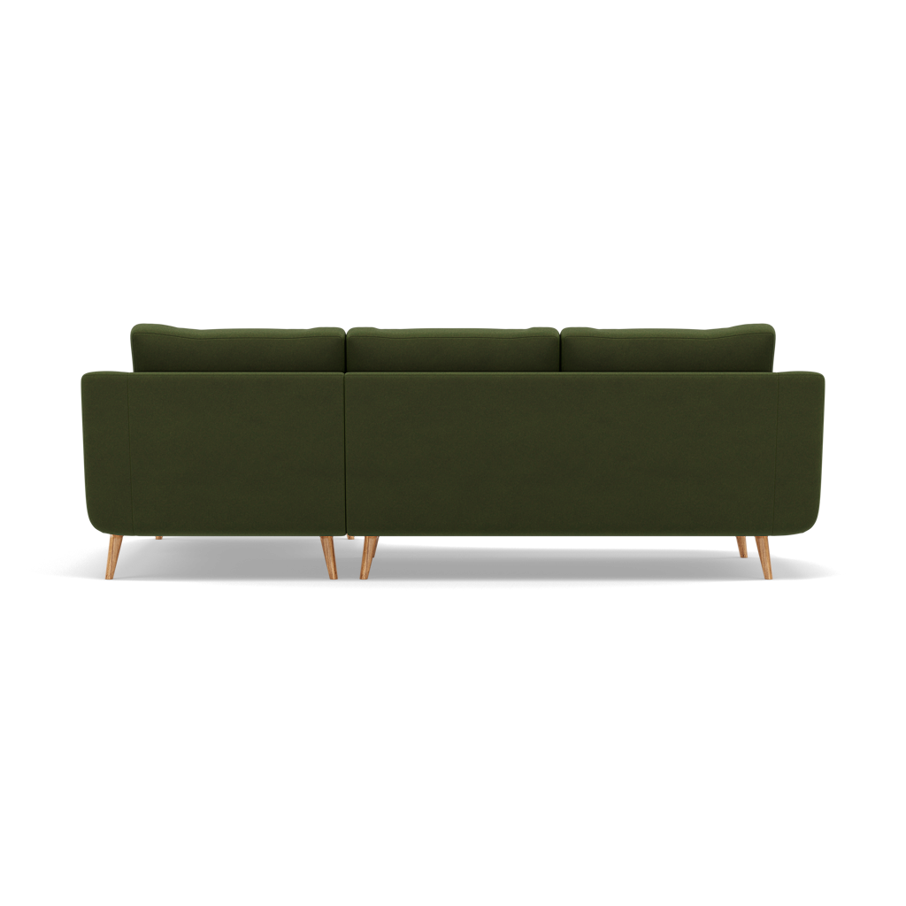 Phoebe Large Chaise Sofa - Large Chaise Sofa RHF Standard Back Grade B - Right Hand Facing — Plush Velvet Vine / Natural, gallery image 2