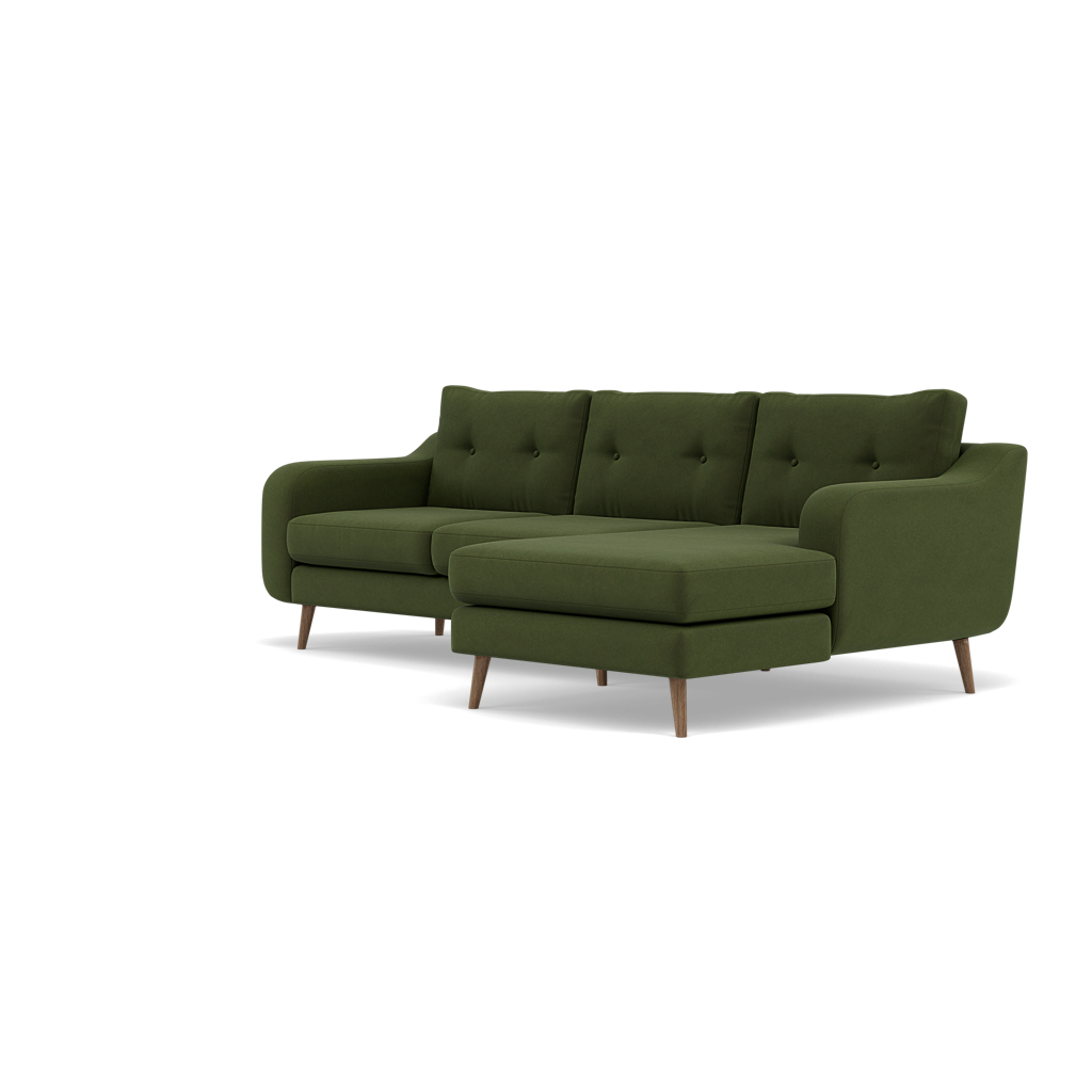 Phoebe Large Chaise Sofa - Large Chaise Sofa RHF Standard Back Grade B - Right Hand Facing — Plush Velvet Vine / Weathered Oak, gallery image 3