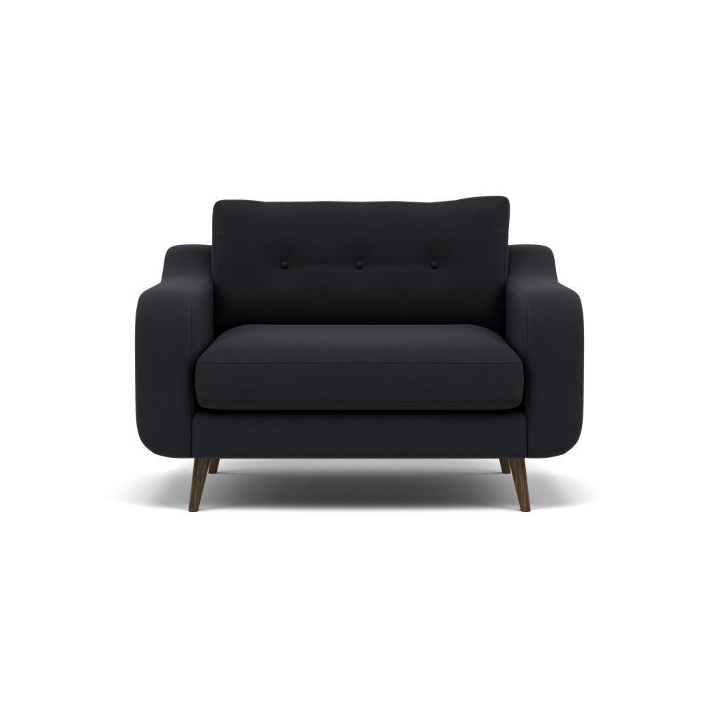Phoebe Loveseat - Snuggler Chair Grade B Loveseats Sterling Home 1 Plush Velvet Charcoal American Walnut
