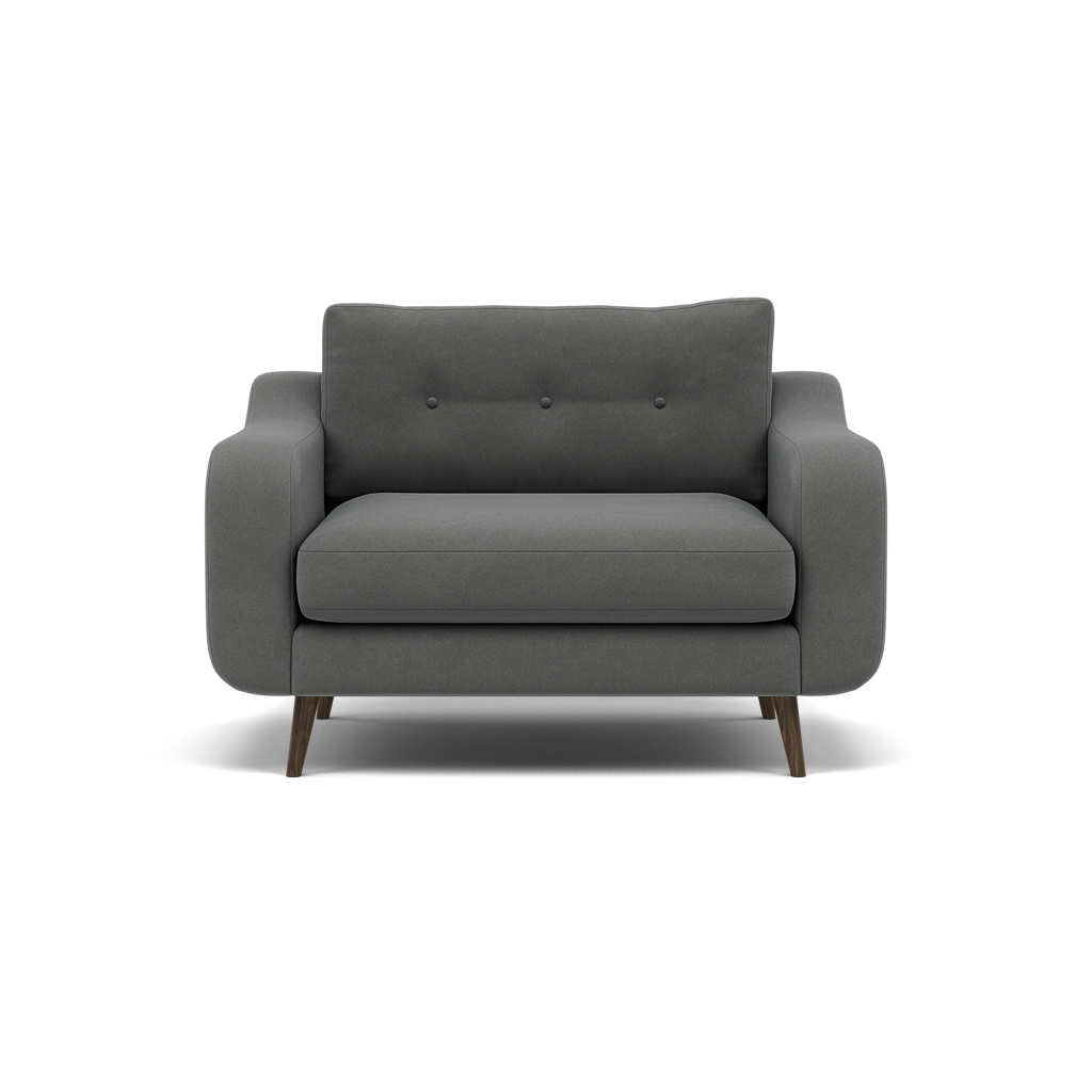 Phoebe Loveseat - Snuggler Chair Grade B Loveseats Sterling Home 6 Plush Velvet Slate American Walnut