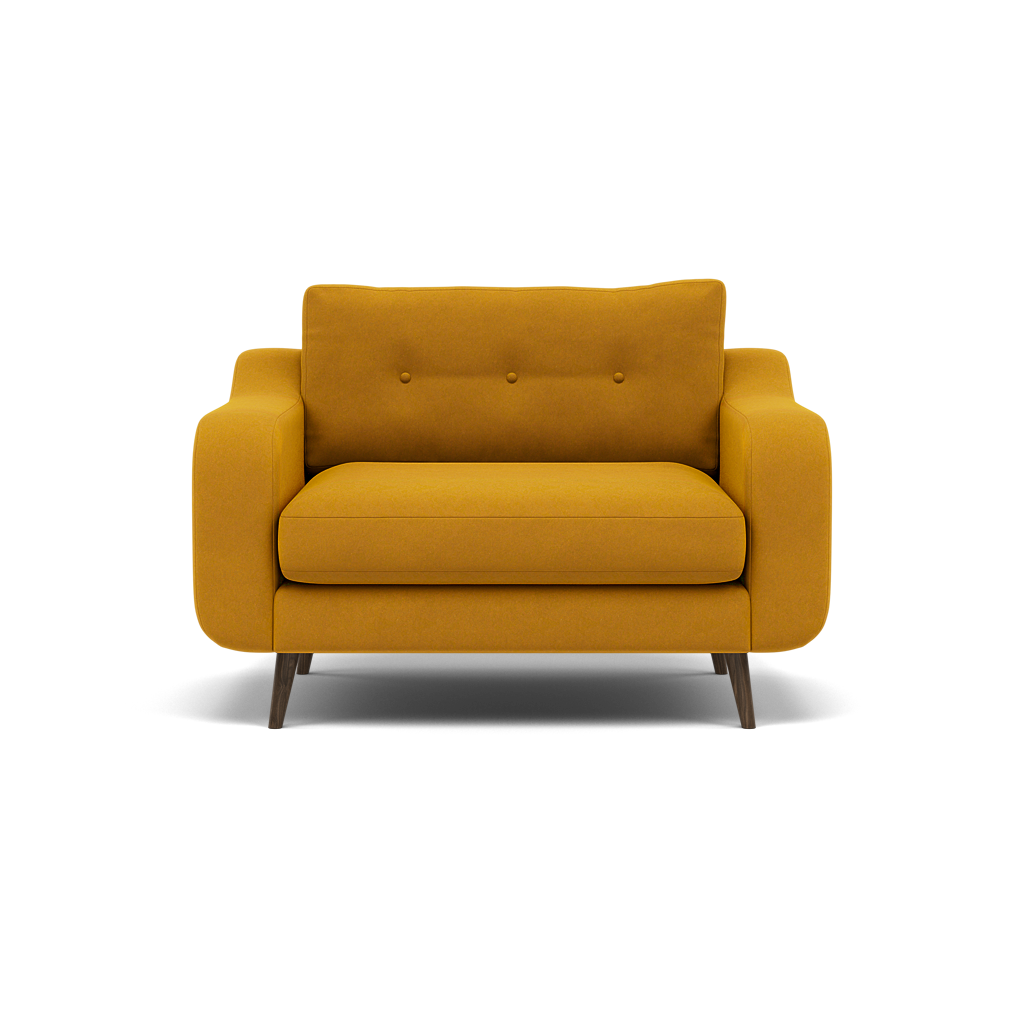 Phoebe Loveseat - Snuggler Chair Grade B Loveseats Sterling Home 9 Plush Velvet Turmeric American Walnut