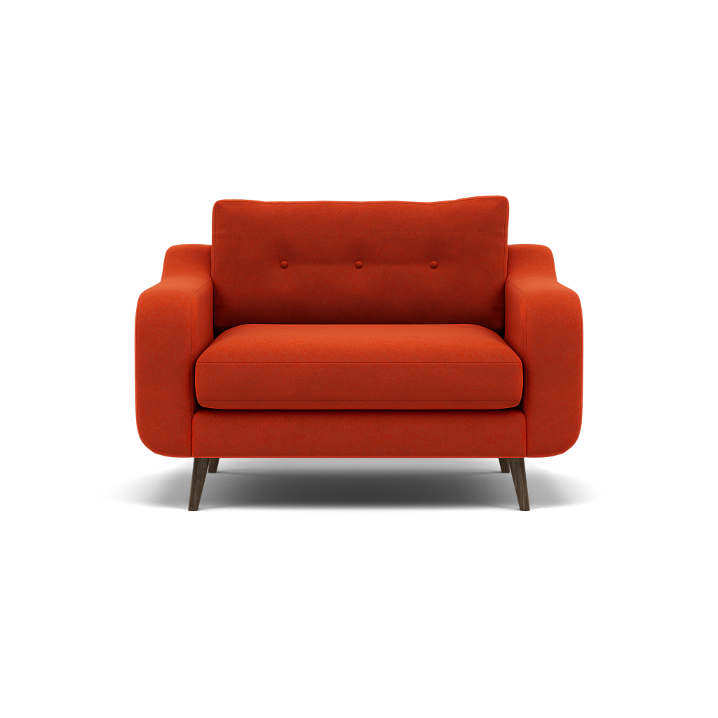 Phoebe Loveseat - Snuggler Chair Grade B Loveseats Sterling Home 4 Plush Velvet Paprika American Walnut