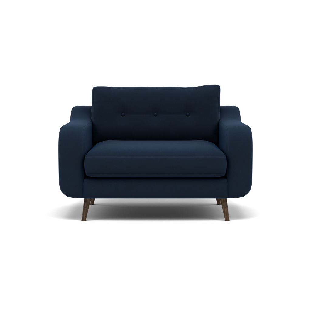 Phoebe Loveseat - Snuggler Chair Grade B Loveseats Sterling Home 3 Plush Velvet Indigo American Walnut