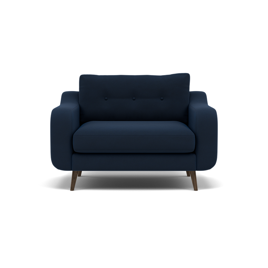 Phoebe Loveseat - Snuggler Chair Grade B Armchairs Sterling Home 2 Plush Velvet Indigo American Walnut