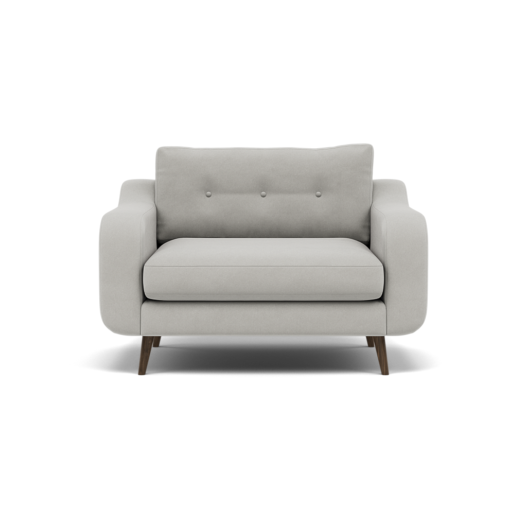 Phoebe Loveseat - Snuggler Chair Grade B Loveseats Sterling Home 5 Plush Velvet Silver American Walnut