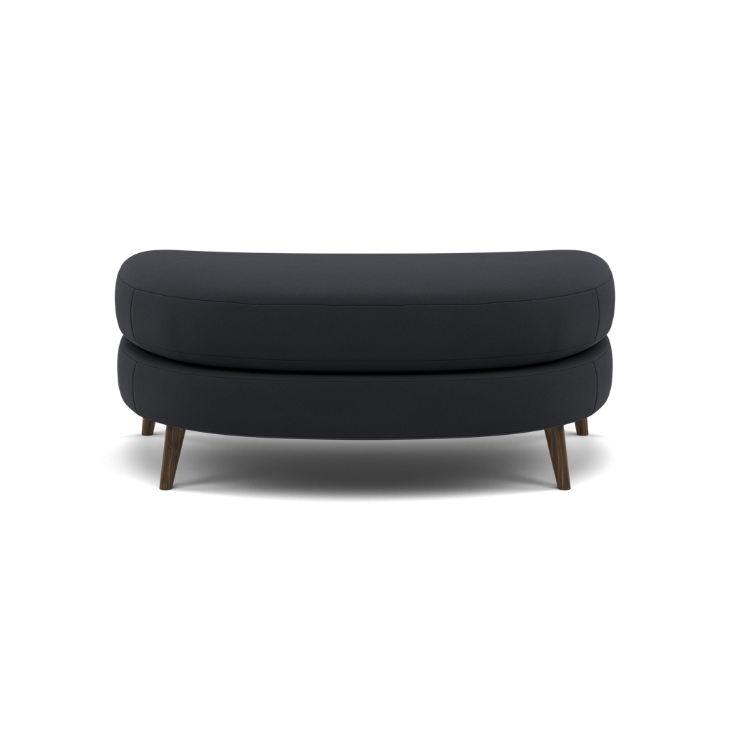 Phoebe Oval Footstool - Oval Cuddler Stool Grade B Footstools Sterling Home 1 Plush Velvet Charcoal American Walnut