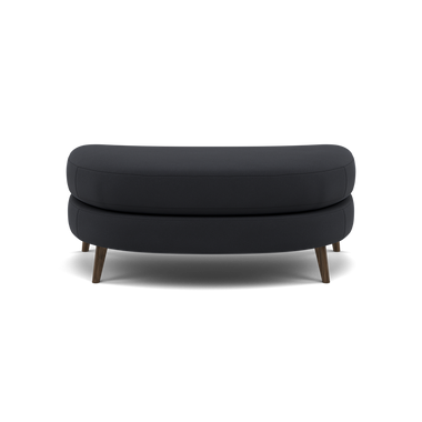 Phoebe Oval Footstool - Cuddler Stool Grade B Footstools Sterling Home 1 Plush Velvet Charcoal American Walnut