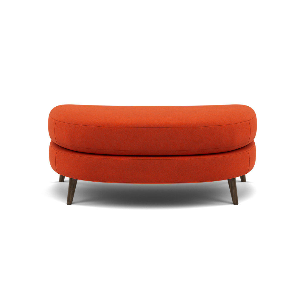 Phoebe Oval Footstool - Oval Cuddler Stool Grade B Footstools Sterling Home 4 Plush Velvet Paprika American Walnut