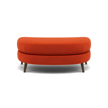 Phoebe Oval Footstool - Cuddler Stool Grade B Footstools Sterling Home 3 Plush Velvet Paprika American Walnut