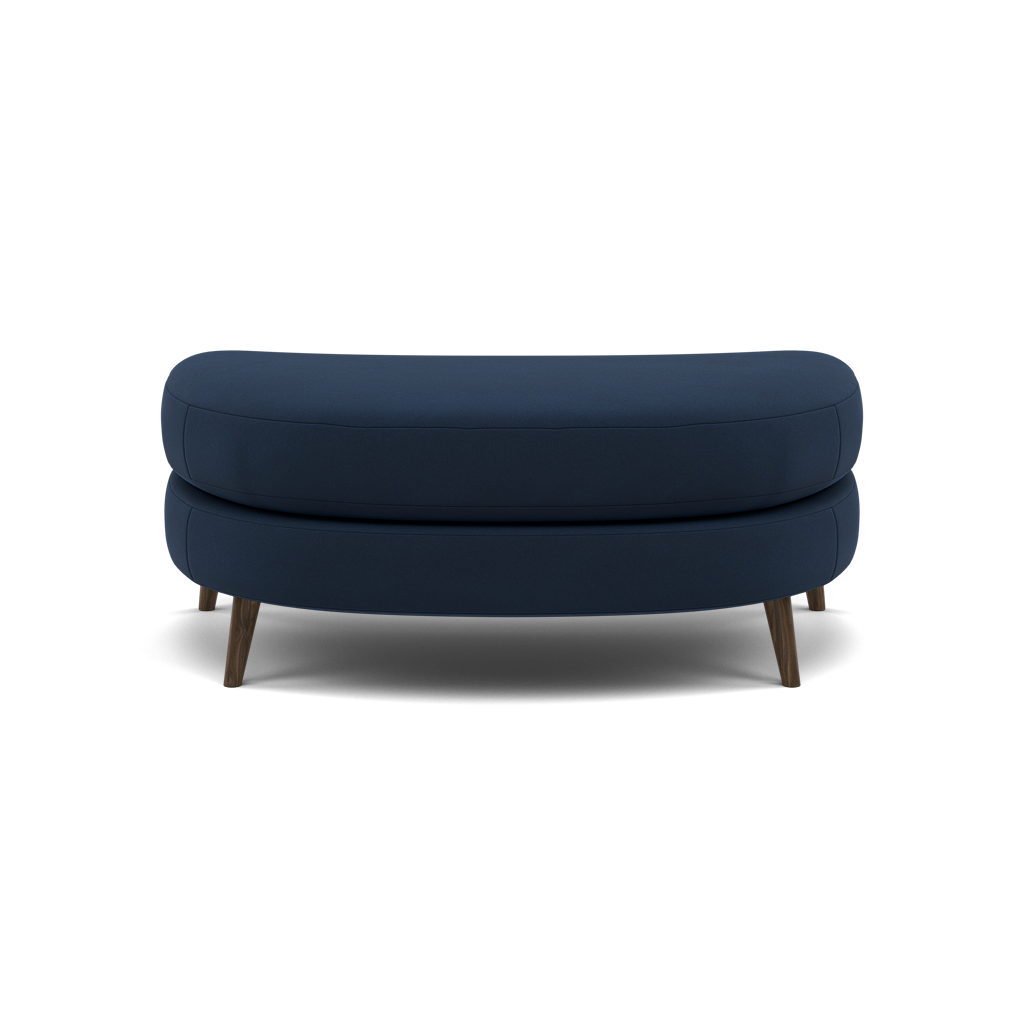 Phoebe Oval Footstool - Oval Cuddler Stool Grade B Footstools Sterling Home 3 Plush Velvet Indigo American Walnut