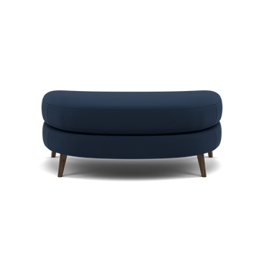 Phoebe Oval Footstool - Cuddler Stool Grade B Footstools Sterling Home 2 Plush Velvet Indigo American Walnut