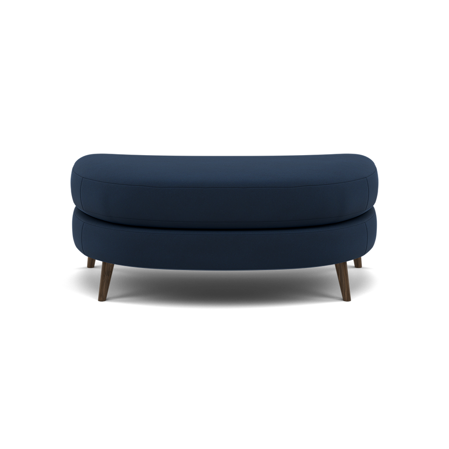 Phoebe Oval Footstool - Cuddler Stool Grade B Footstools Sterling Home 2 Plush Velvet Indigo American Walnut