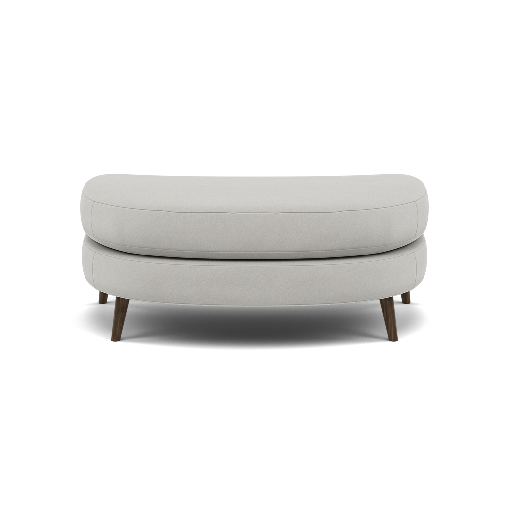 Phoebe Oval Footstool - Oval Cuddler Stool Grade B Footstools Sterling Home 5 Plush Velvet Silver American Walnut