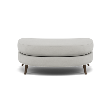 Phoebe Oval Footstool - Cuddler Stool Grade B Footstools Sterling Home 4 Plush Velvet Silver American Walnut