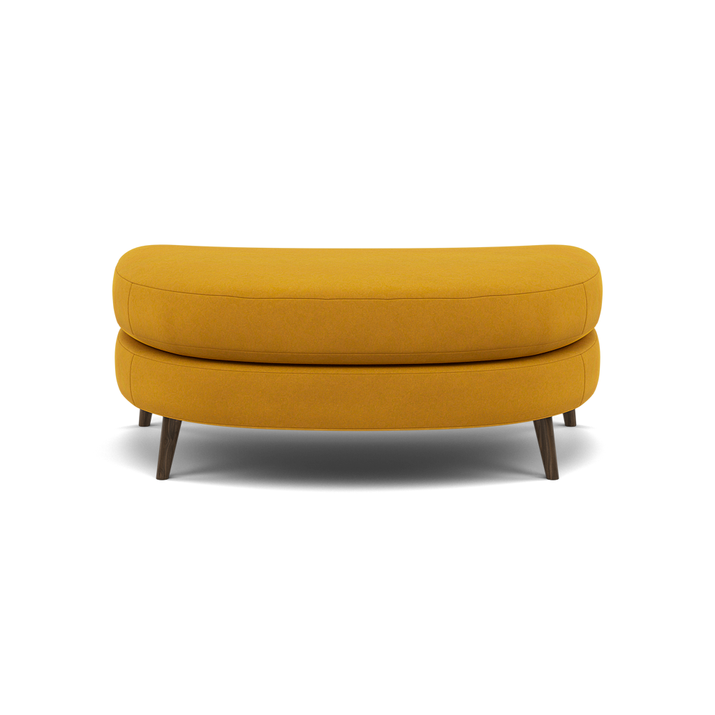 Phoebe Oval Footstool - Oval Cuddler Stool Grade B Footstools Sterling Home 6 Plush Velvet Turmeric American Walnut