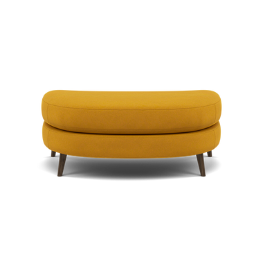 Phoebe Oval Footstool - Cuddler Stool Grade B Footstools Sterling Home 8 Plush Velvet Turmeric American Walnut