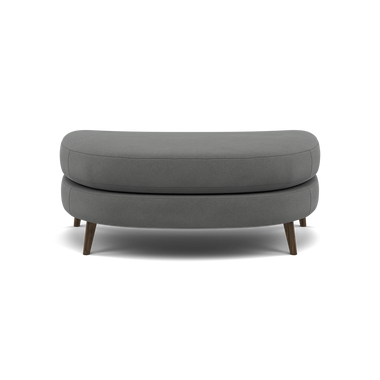 Phoebe Oval Footstool - Cuddler Stool Grade B Footstools Sterling Home 5 Plush Velvet Slate American Walnut