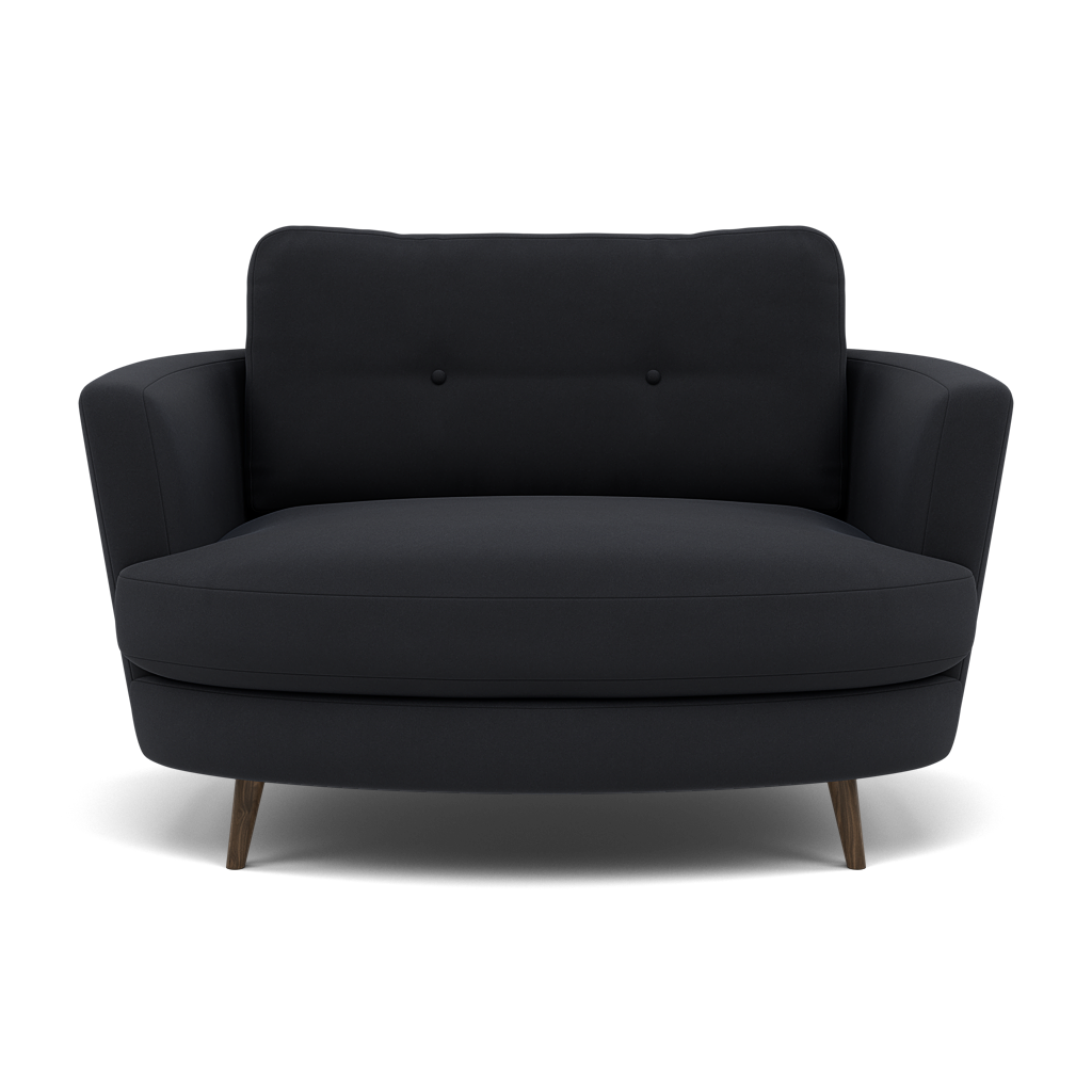 Phoebe Oval Loveseat - Oval Cuddler Grade B Armchairs Sterling Home 1 Plush Velvet Charcoal American Walnut