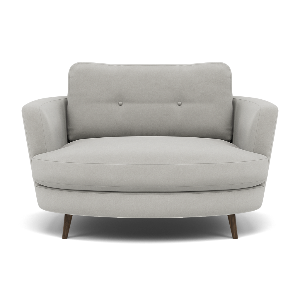 Phoebe Oval Loveseat - Oval Cuddler Grade B Armchairs Sterling Home 5 Plush Velvet Silver American Walnut