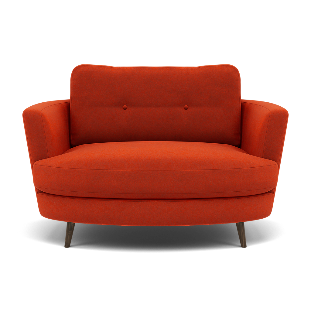 Phoebe Oval Loveseat - Oval Cuddler Grade B Armchairs Sterling Home 4 Plush Velvet Paprika American Walnut