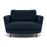 Phoebe Oval Loveseat - Oval Cuddler Grade B Armchairs Sterling Home 3 Plush Velvet Indigo American Walnut