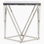 Pisa Side Table - Lamp Table Smoked Glass / Stainless Steel Tables Sterling Home 1