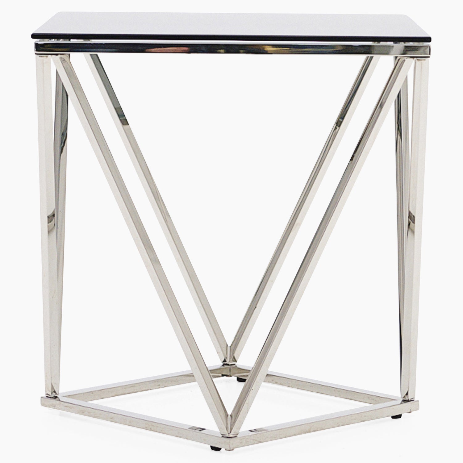 Pisa Side Table - Lamp Table Smoked Glass / Stainless Steel Tables Sterling Home 1