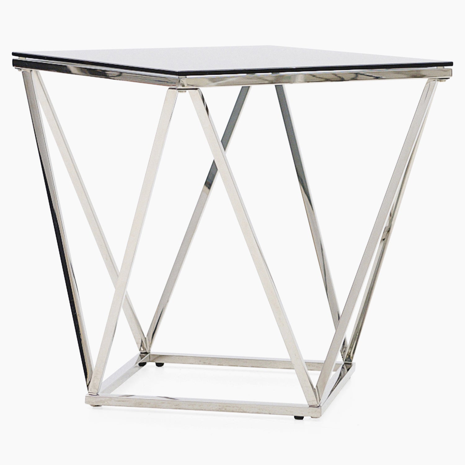 Pisa Side Table - Lamp Table Smoked Glass / Stainless Steel Tables Sterling Home 2