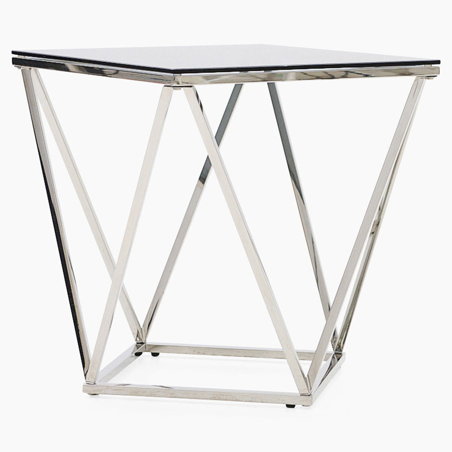 Pisa Side Table - Lamp Table Smoked Glass / Stainless Steel Tables Sterling Home 2