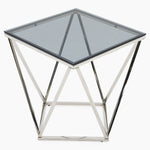 Pisa Side Table - Lamp Table Smoked Glass / Stainless Steel Tables Sterling Home 3