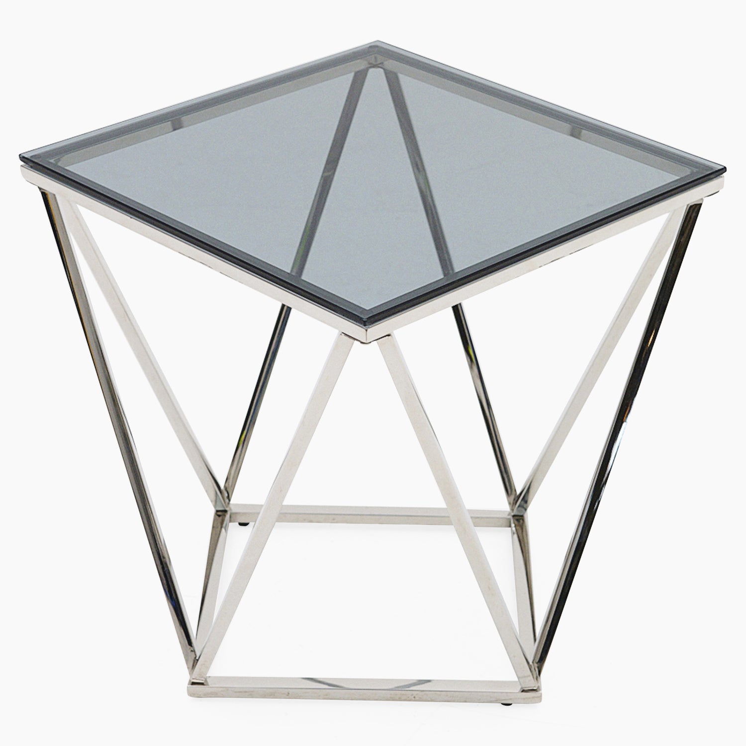 Pisa Side Table - Lamp Table Smoked Glass / Stainless Steel Tables Sterling Home 3
