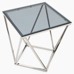 Pisa Side Table - Lamp Table Smoked Glass / Stainless Steel Tables Sterling Home 4
