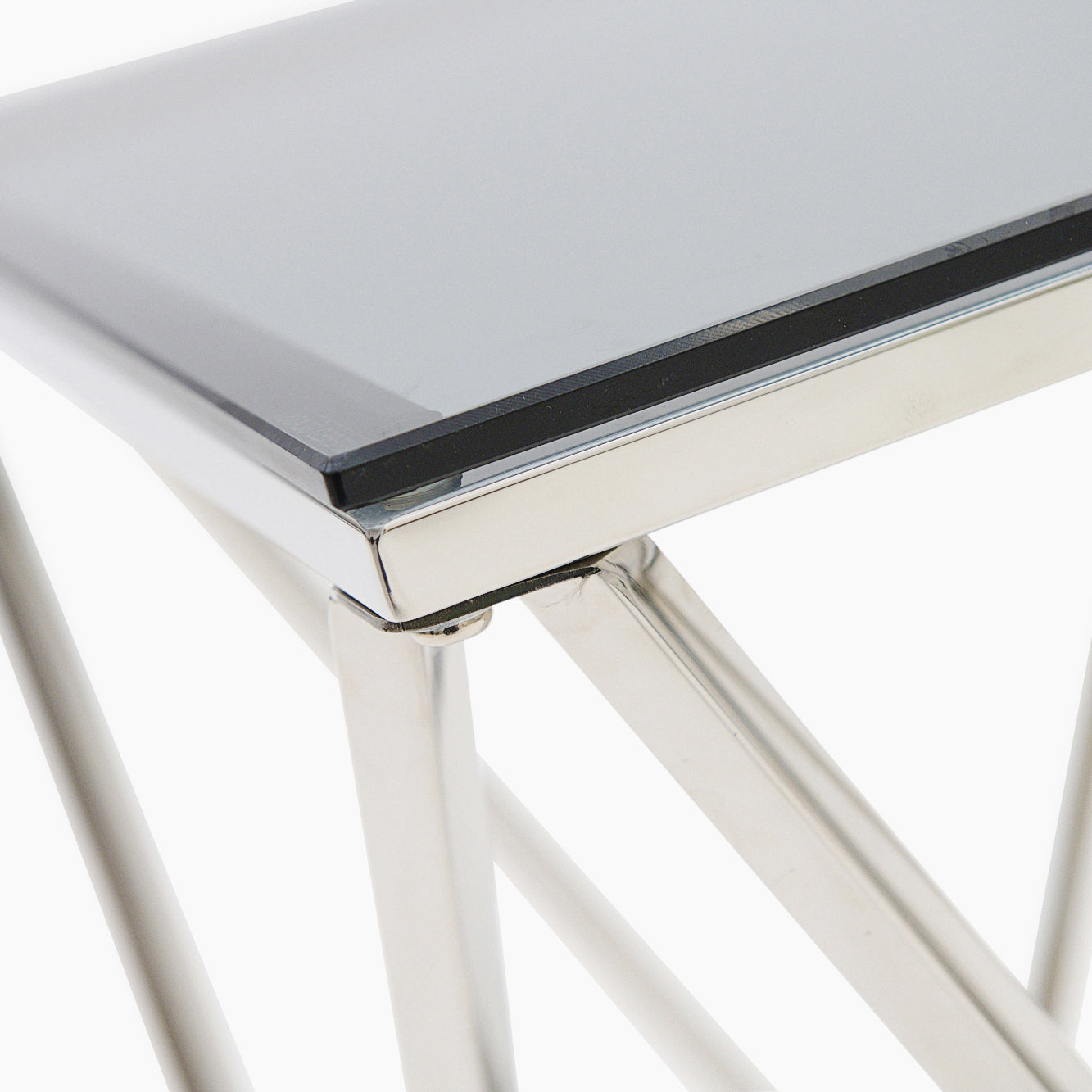 Pisa Side Table - Lamp Table Smoked Glass / Stainless Steel Tables Sterling Home 5