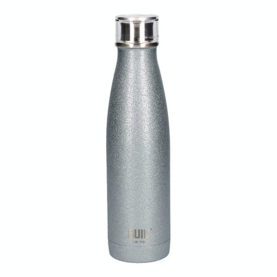 Built Silver Glitter Water Bottle - Built Water Bottle Silver Glitter 500ML Sterling Home 1